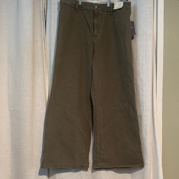 Universal Thread Women’s Olive green high-rise sailor wide leg denim jeans sz 16 - Picture 1 of 9